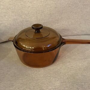 Elegant Amber Glass Saucepan with Lid